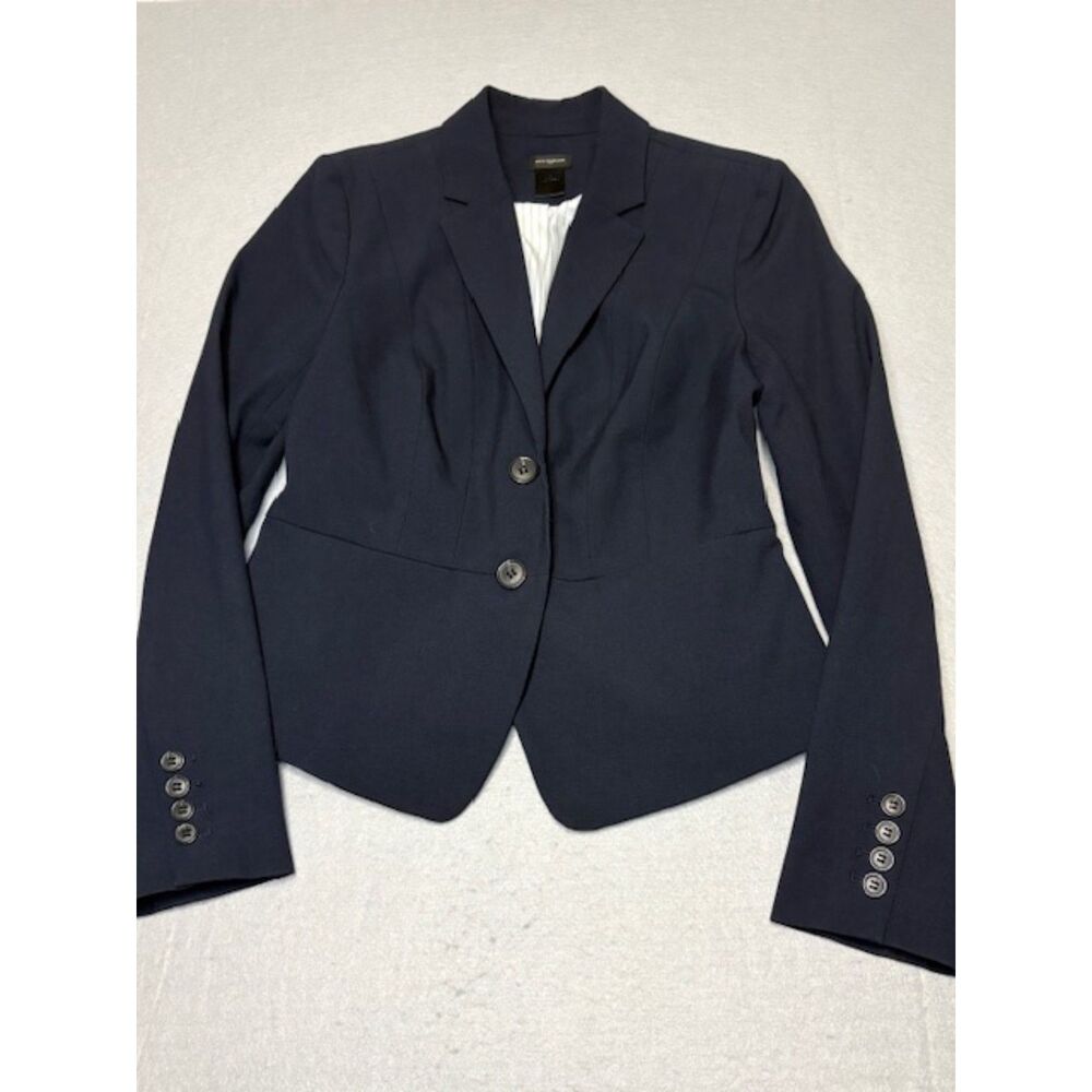 Ann Taylor Factory Peplum Blazer/Jacket Womens 4 Fully lined, Pockets, Dark Navy